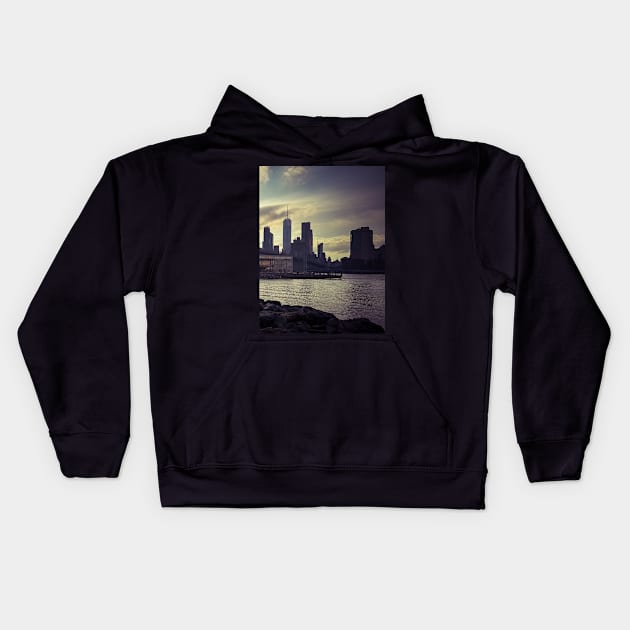 Manhattan Skyline Brooklyn Sunset NYC Kids Hoodie by eleonoraingrid